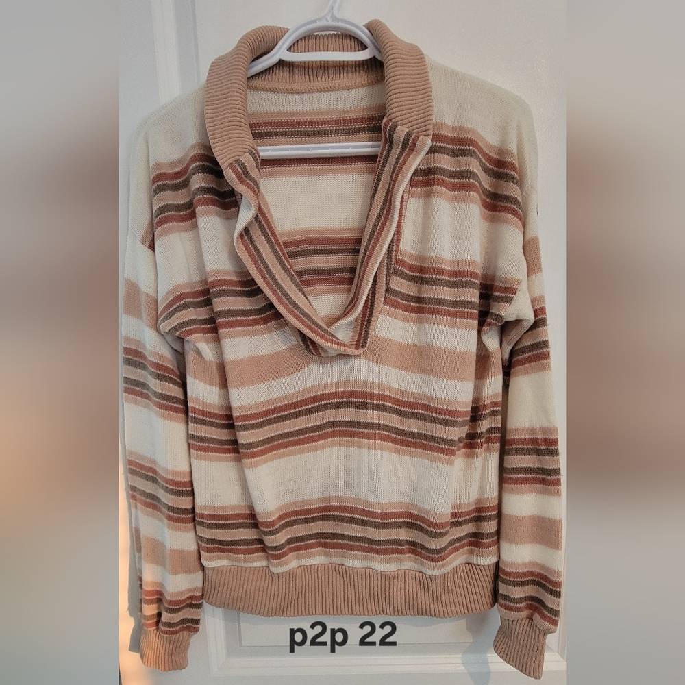 Vintage Knit Collared Neutral Sweater M